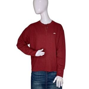 Vans NWT Long Sleeve Crewneck Snap Buttons Size M Burgundy